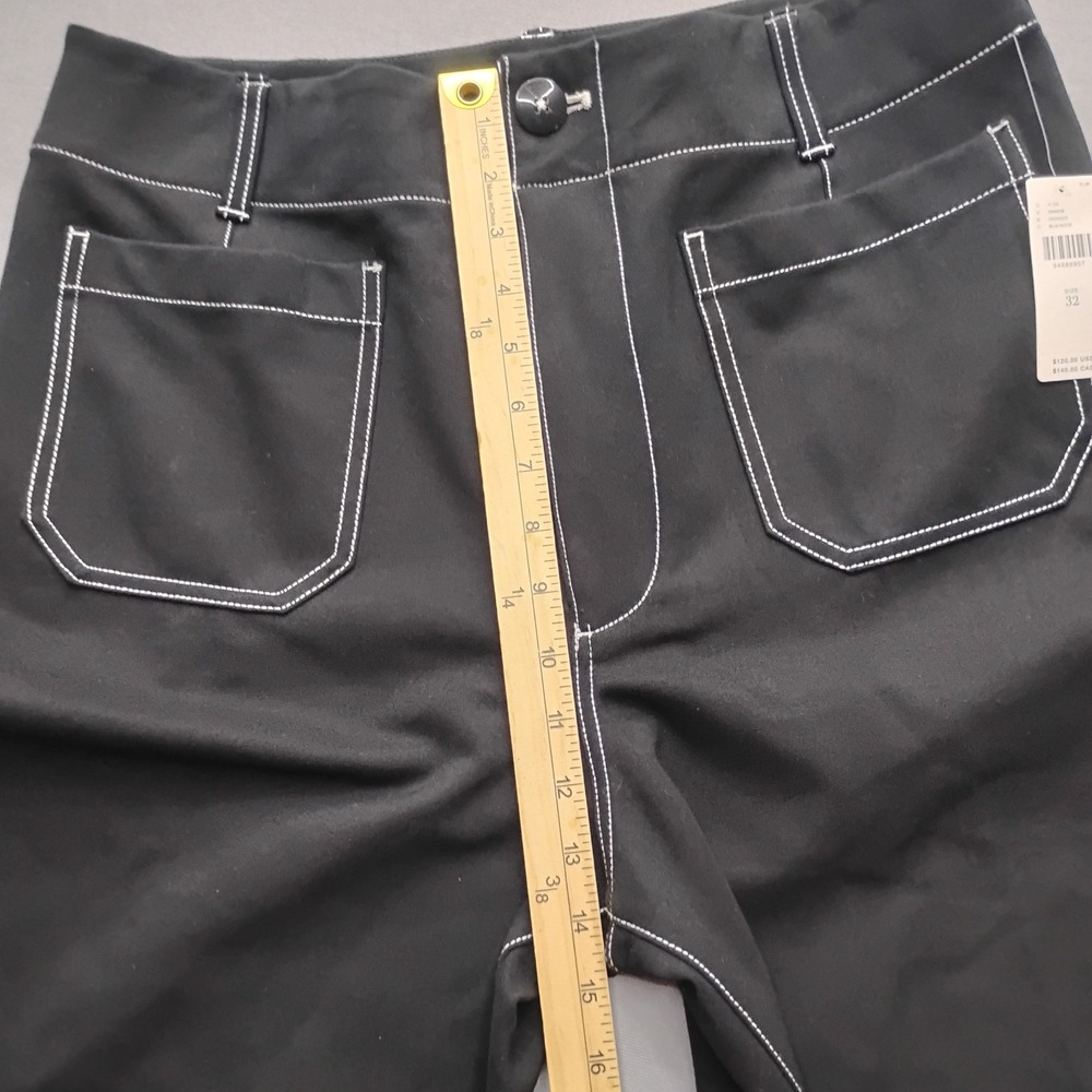 Maeve Anthropologie The Colette Wide Leg Pants Black Contrast Stitch Size 32 - Picture 7 of 10